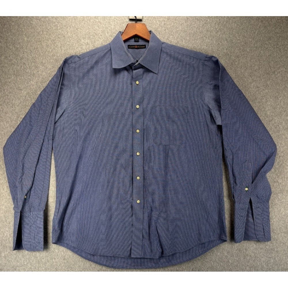 Tommy Hilfiger‎ Long Sleeve Blue & White Striped Shirt Men's Size 16.5 , 34-35